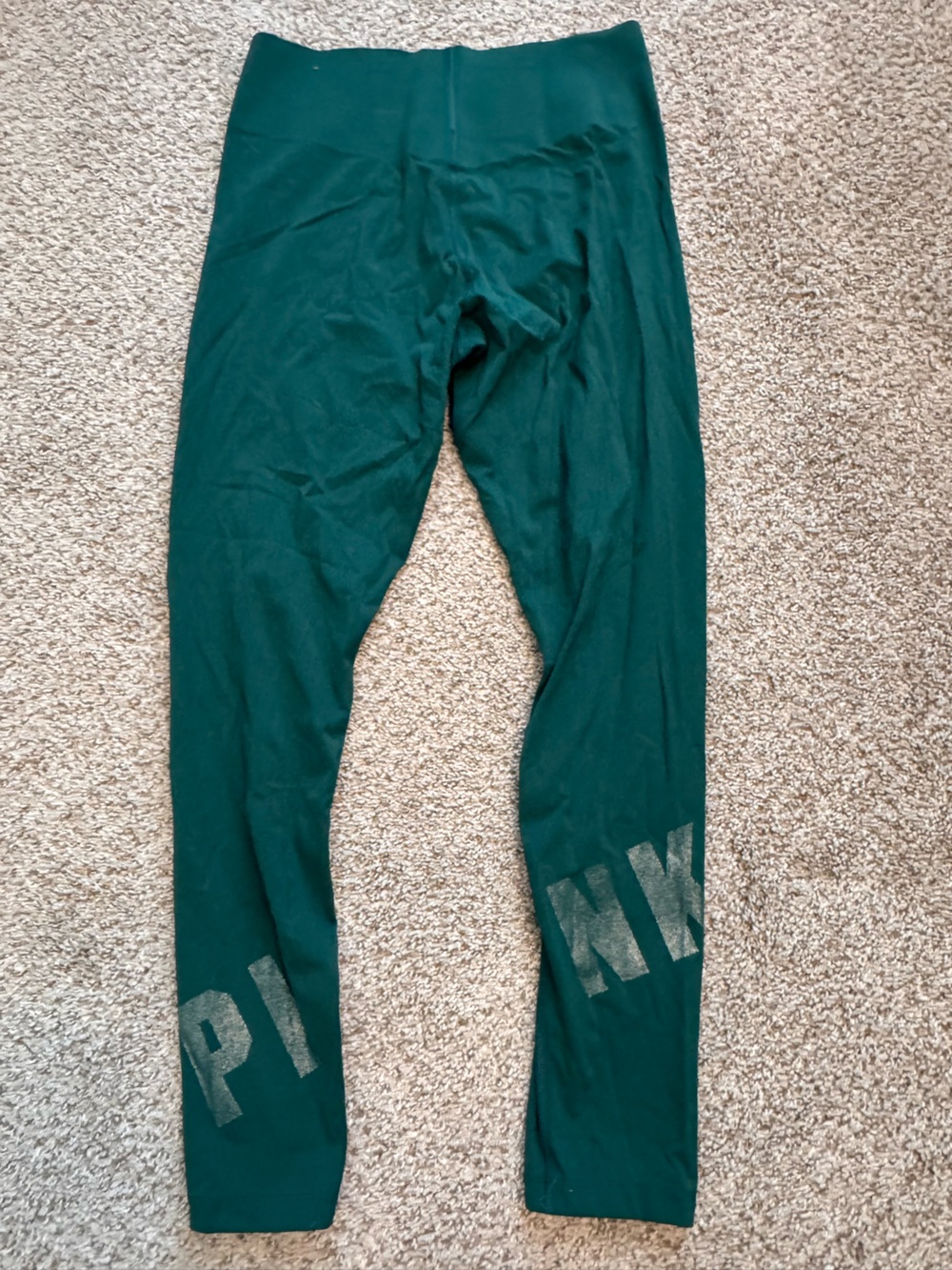 PINK Victoria's Secret Forest Green Logo Leggings
